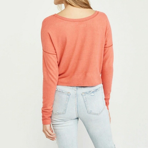 NWT A&F Soft Orange Long Sleeve Top Size S - Picture 2 of 6